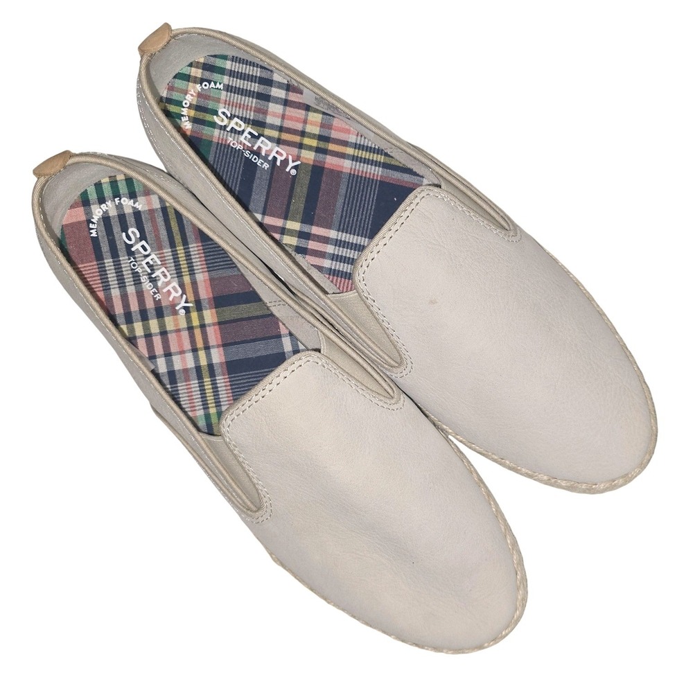 Sperry Sailor Twin Core taupe neutral cream leather espadrilles women's 10 NEW